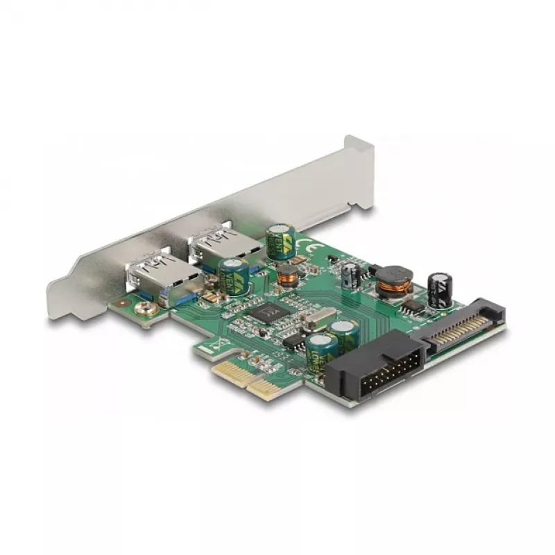 DeLOCK PCI Express x1 karte ar 2 x USB 3.2 Gen 1 Type-A + 1 x iekšējo 19 kontaktu savienotāju