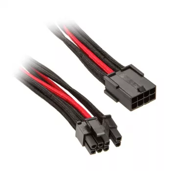 SilverStone PCIe-8-Pin to PCIe-6+2-Pin kabelis, 250mm - melns/sarkans