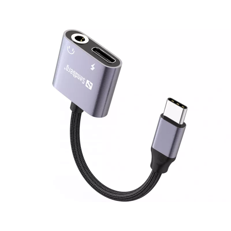 USB-C audio adapter SANDBERG PD65W 136-67 with USB-C PD passthrough