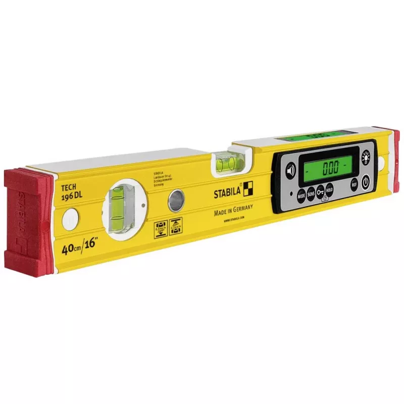 Spirit level STABILA TECH 196 DL 19830, digital 40 cm, accuracy 0.5 mm/m, anti-slip, with pouch