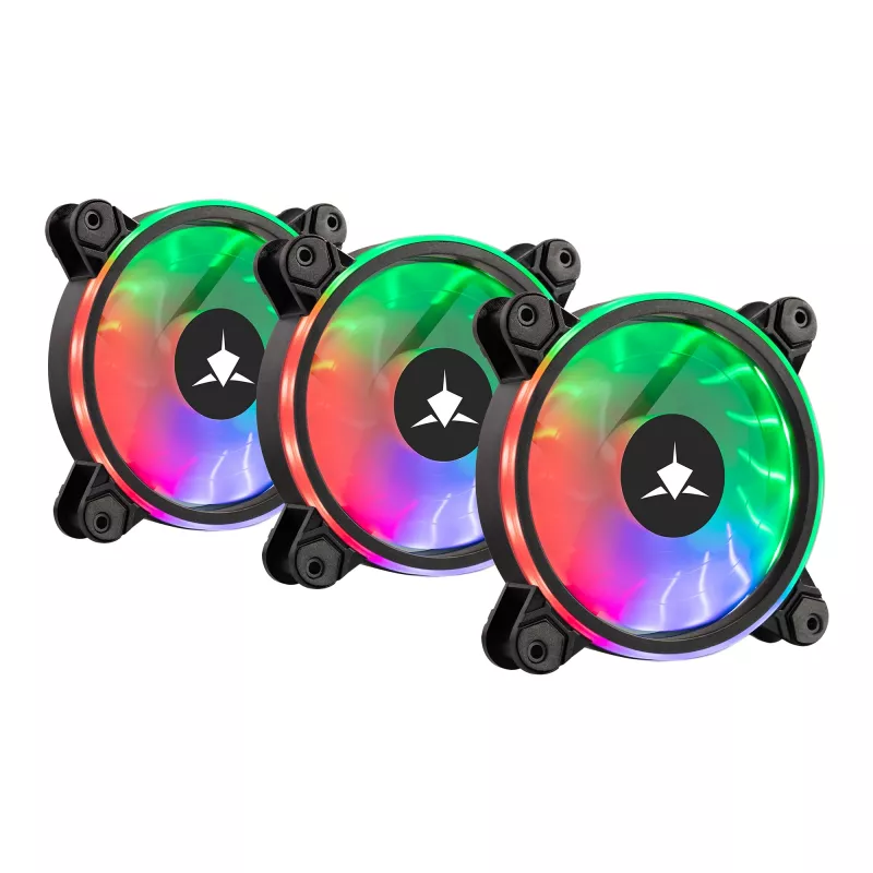 Korpusa ventilatoru komplekts White Shark Nebula-2 Melns — ARGB 120 mm ventilatori (komplekts)