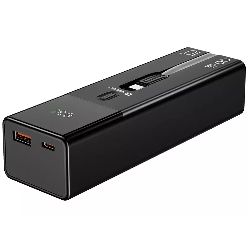 Pārnēsājams ārējais akumulators TRACER Quant 10000 mAh Li-Ion, PD & QC3.0, 3 pieslēgvietas (2×USB-C, 1×USB-A), 100W, melns