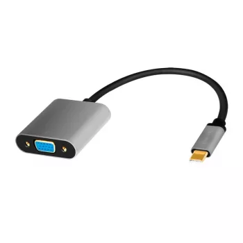 USB Type-C uz VGA (D-Sub) video adaptera kabelis LOGILINK CUA0104 0,15 m, pelēks/melns