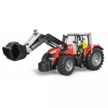Rotaļu traktors BRUDER Massey Ferguson 7624 ar priekšējo iekrāvēju, sarkans, bērniem no 3 gadu vecuma