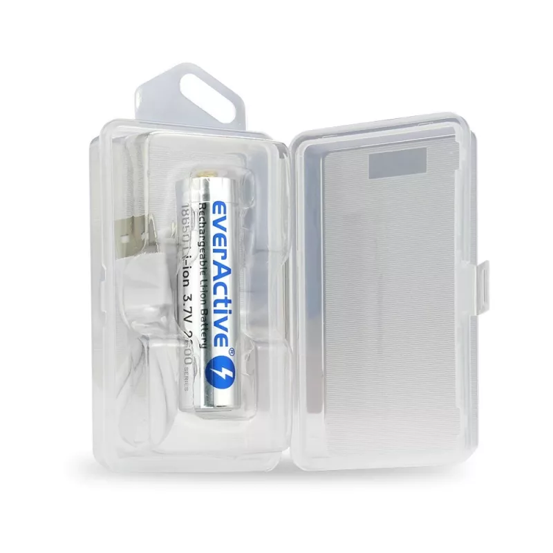 akumulators everActive 18650 3.7V Li-ion 2600mAh micro USB with protection BOX