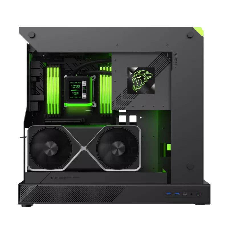 Gamemax korpuss | BLADE CONCEPT | Melns | ATX | Barošanas bloks nav iekļauts
