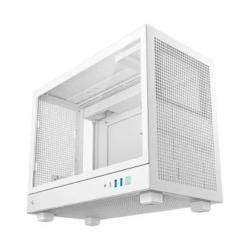 Datora korpuss DeepCool CH160 PLUS WH Small Form Factor balts, microATX, rūdīts stikls, USB-C