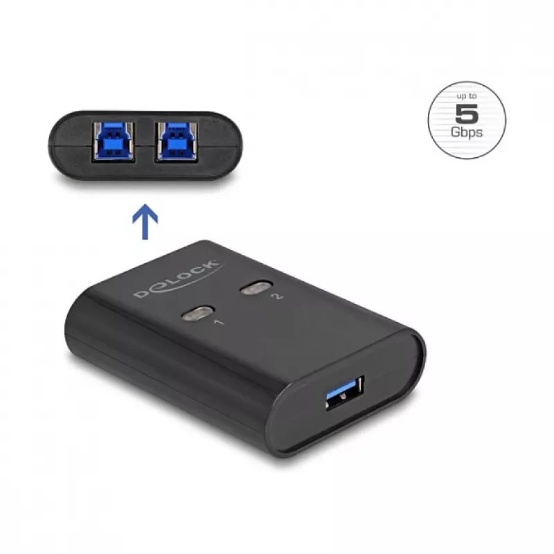 DeLOCK USB pārslēgs 2 datoriem uz 1 ierīci 5 Gbps melns