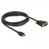 DeLOCK - Video kabelis - HDMI / DVI - DVI-D (vīrišķais) uz HDMI (vīrišķais) - 2,0 m - Trīskārša izolācija - Melns - Skrūves (85654)