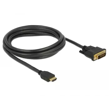 DeLOCK - Video kabelis - HDMI / DVI - DVI-D (vīrišķais) uz HDMI (vīrišķais) - 2,0 m - Trīskārša izolācija - Melns - Skrūves (85654)