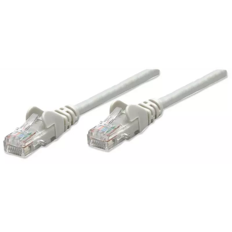 Intellinet tīkla ielāpu vads, Cat6, 0,5m, pelēks, CCA, U/UTP, PVC, RJ45, apzeltīti kontakti, bez aizķeršanās, ar aizsargapvalku, mūža garantija