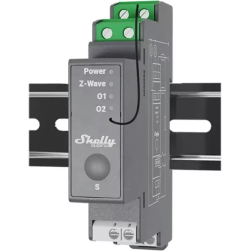 Cietvielu relejs Shelly Wave Pro 2 2 kanālu 25 A 110–240 V DIN-sliedes, 868,4 MHz