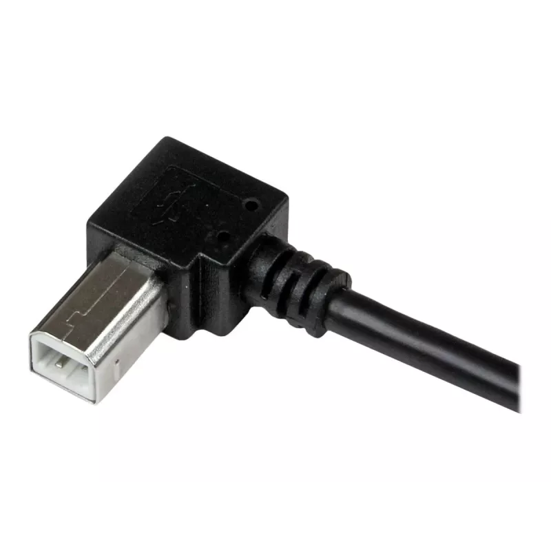 StarTech.com 2m USB 2.0 A to Right Angle B kabelis - M/M, 2 m, USB A, USB B, USB 2.0, 0.48 Gbit/s, melns