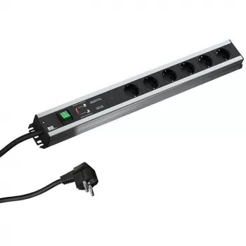 Strāvas sadales bloks Bachmann 300.012, PDU Basic, 6 maiņstrāvas rozetes, 2U, 2 m kabelis, melns/pelēks