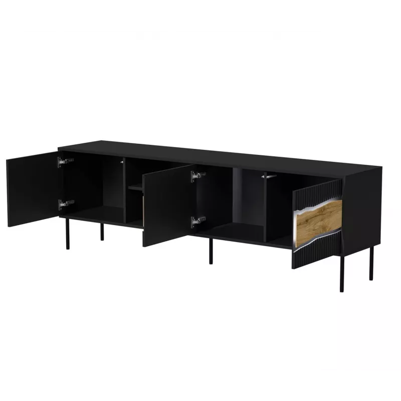 TV skapītis cama meble INSERTO 3D1W 190x40x62 cm melns ar LED