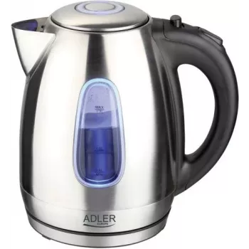 Elektriskā tējkanna Adler AD1223 — 1,7 L, 2000 W, nerūsējošais tērauds ar melniem akcentiem