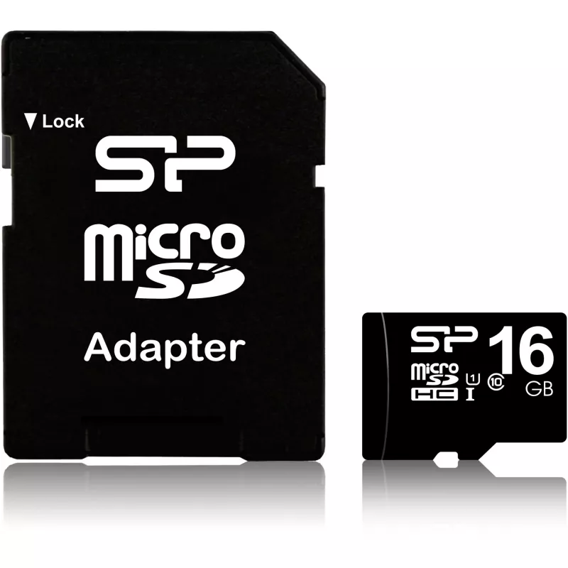 MicroSDHC atmiņas karte Silicon Power 16GB Class 10 UHS-I U1 40 MB/s, ūdensizturīga, melna