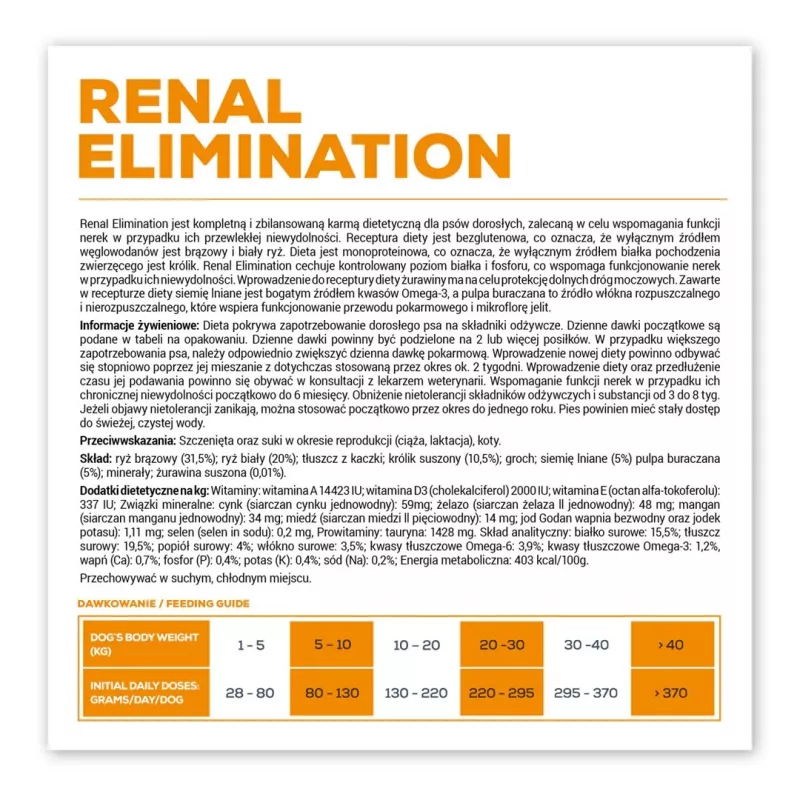 Sausā suņu barība VETEXPERT Veterinary Diet Renal Elimination 2 kg — truša garša, pieaugušiem suņiem, nieru atbalsts, 15,8% olbaltumvielu, 19,5% tauku
