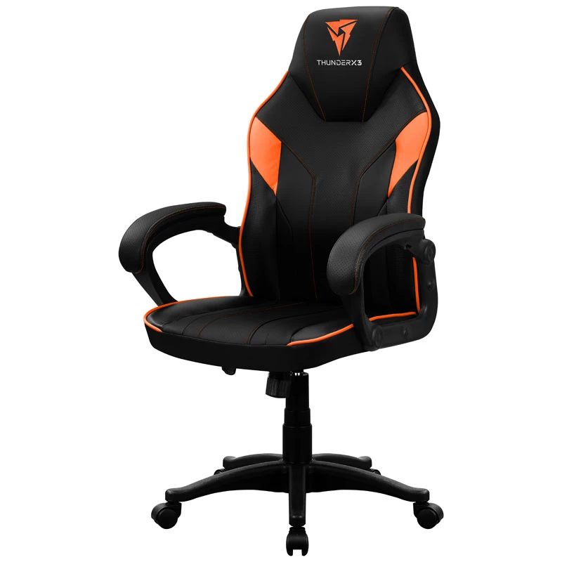 Spēļu krēsls Thunder X3 EC1 melni oranžs — ergonomisks dizains, regulējams augstums