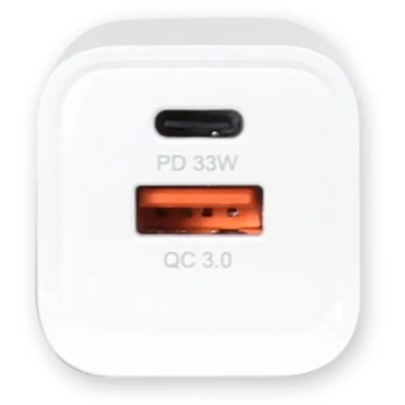 ALLNET barošanas adapteris PSU-GaNPD-USB-1A1C-33W — 33W USB-C PD un USB-A QC lādētājs, EU kontaktdakša