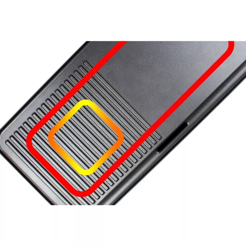 Elektriskais galda grils Rommelsbacher BBQ 2003 — 1900 W, 50×25 cm, rievota + Teppanyaki, regulējams termostats, sudraba/melns
