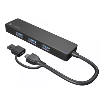USB centrmezgls NATEC Mayfly USB 3.2 Gen 1 Type-A Type-C 5000 Mbit/s Melns