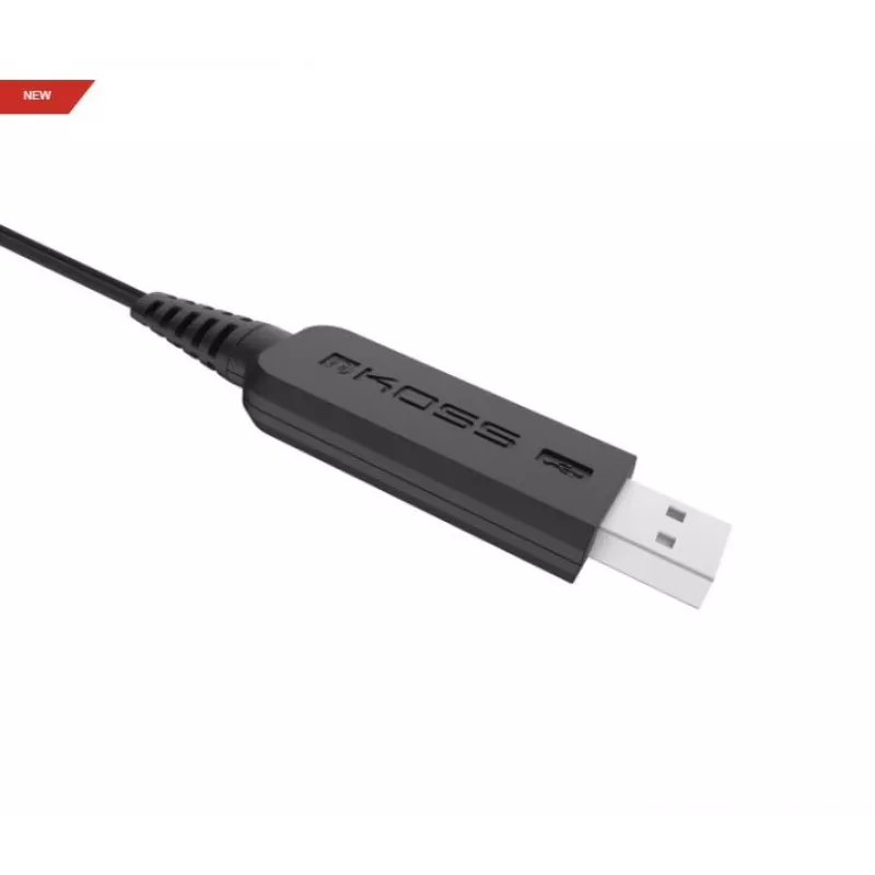 Koss CS200 USB austiņas ar vadu, galvas saite, zvaniem/mūzikai, USB Type-A, melnas