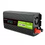 Green Cell sprieguma pārveidotājs PowerInverter LCD 12 V 500W/1000W auto invertors ar displeju - tīra sinusoīda strāvas adapteris Auto Melns