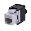 Keystone ligzda A-LAN MKB-U6-1 — RJ45 U/UTP Cat6, 22/26 AWG, melns/balts ABS korpuss