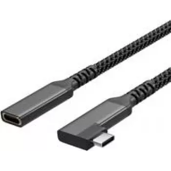 USB-C pagarinātāja kabelis USB-C > USB-C ligzda 3.2 90° PD Tekstila 1,5 m (FL31-74016)