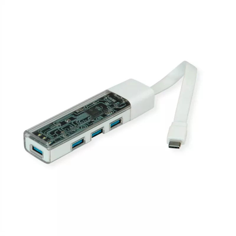 ROLINE mobils USB 3.2 Gen 1 centrmezgls, 4 porti, A+C savienojuma kabelis