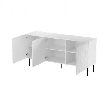 Kumode cama meble JUNGLE 152x40,5x74,5 cm balta matēta ar melnām kājām