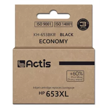 Actis KH-653BKR tintes kasetne (aizstāj HP 653XL 3YM75AE; Premium; 20ml; 575 lapas; melna)