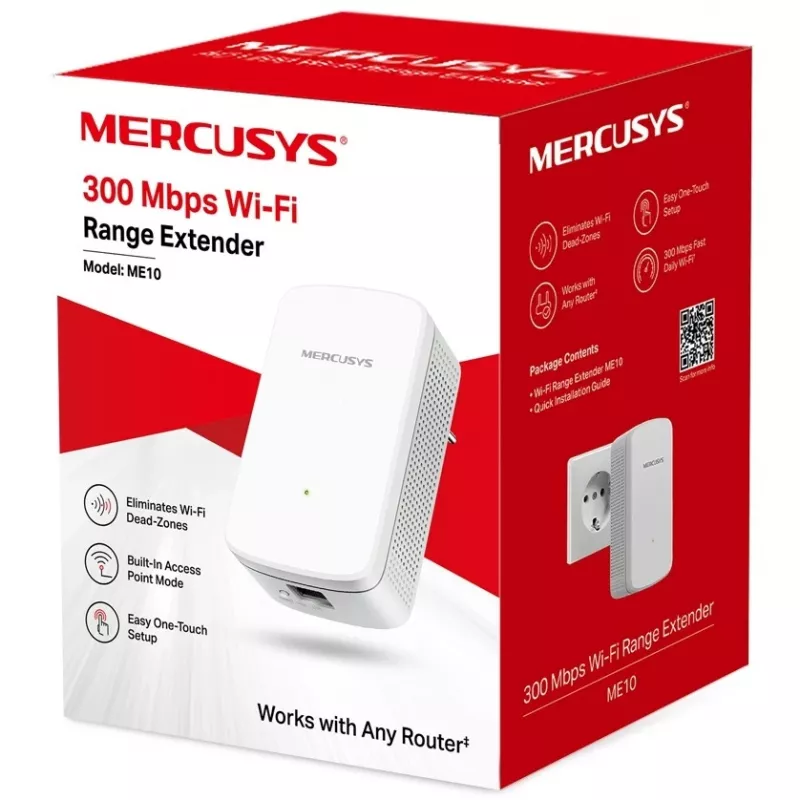Mercusys ME10 V1 WiFi diapazona paplašinātājs Montebar i wall
