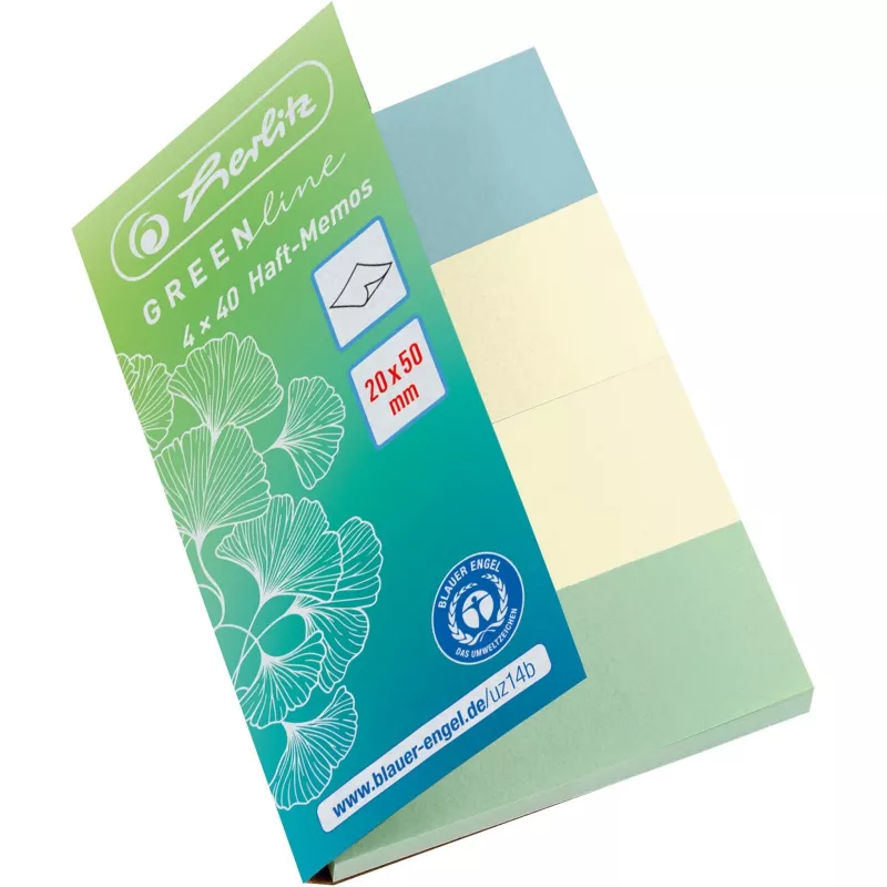 Tukšas lapiņas Herlitz 50033447 pašlīmējošas 160 loksnes zilas zaļas dzeltenas