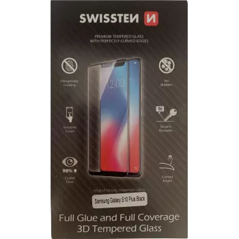 Rūdīta 3D Full Glue Glass ekrāna aizsargs SWISSTEN Samsung Galaxy S10+ melns