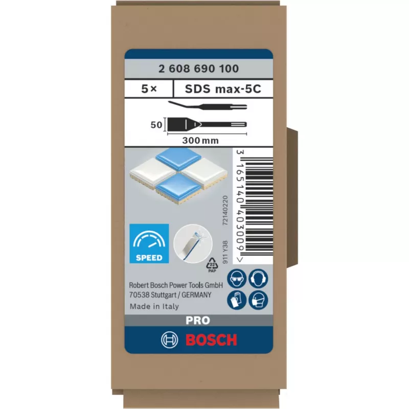 Bosch PRO SDS-max-5C flīžu kaltiņš, 50 x 300 mm, 5 gab.