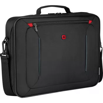 Klēpjdatora maciņš Wenger BQ 16 Clamshell — ūdensizturīgs melns uzvalks 16 collu klēpjdatoriem, izturīgs aizsargapvalks