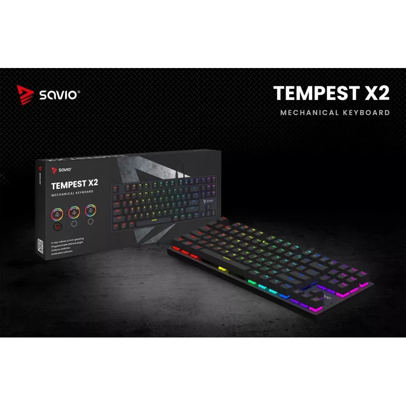 Mehāniskā tastatūra RGB Tempest X2 Outemu Red Savio Savgk-tempest X2 Red