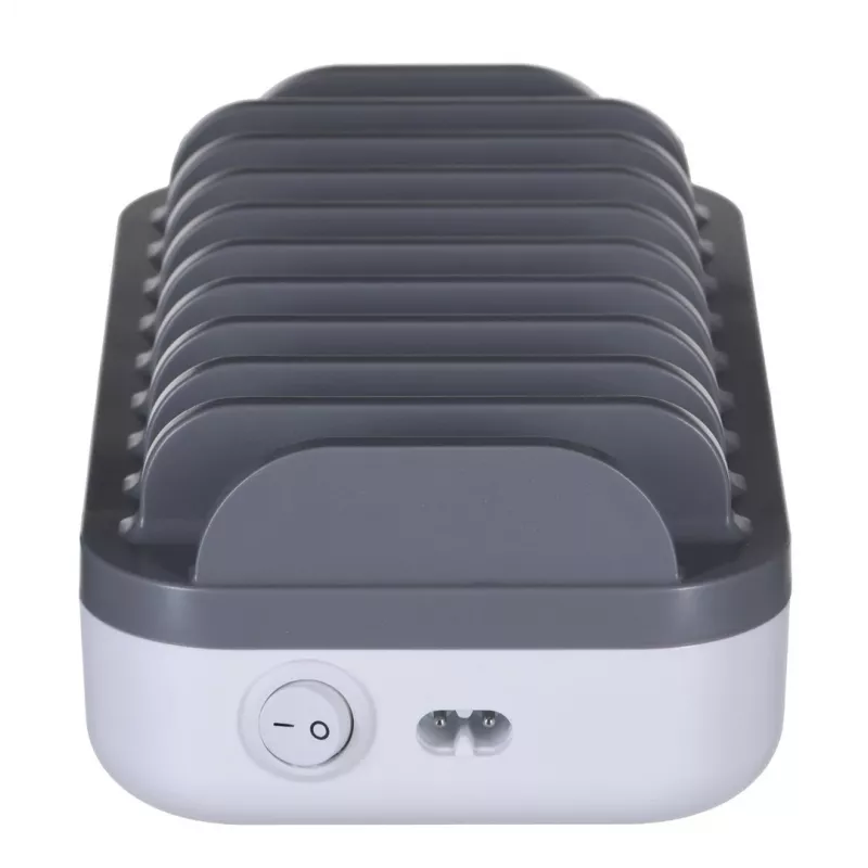 Manhattan Charging Station, 10x Ports: 3x USB-C (up to 18W PD) and 7x USB-A (up to 12W), 120W Total Output, balta/pelēka, Three Year Warranty