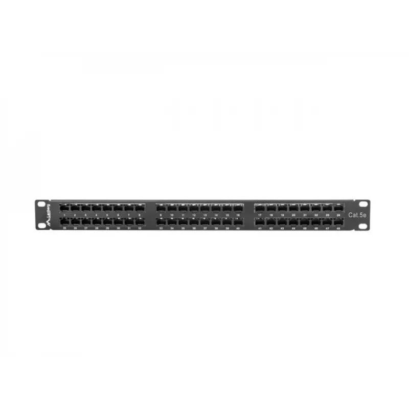 Patch panel LANBERG PPU5-1048-B 1U, 48 porti Cat5e, melns, 445×102×44,5 mm
