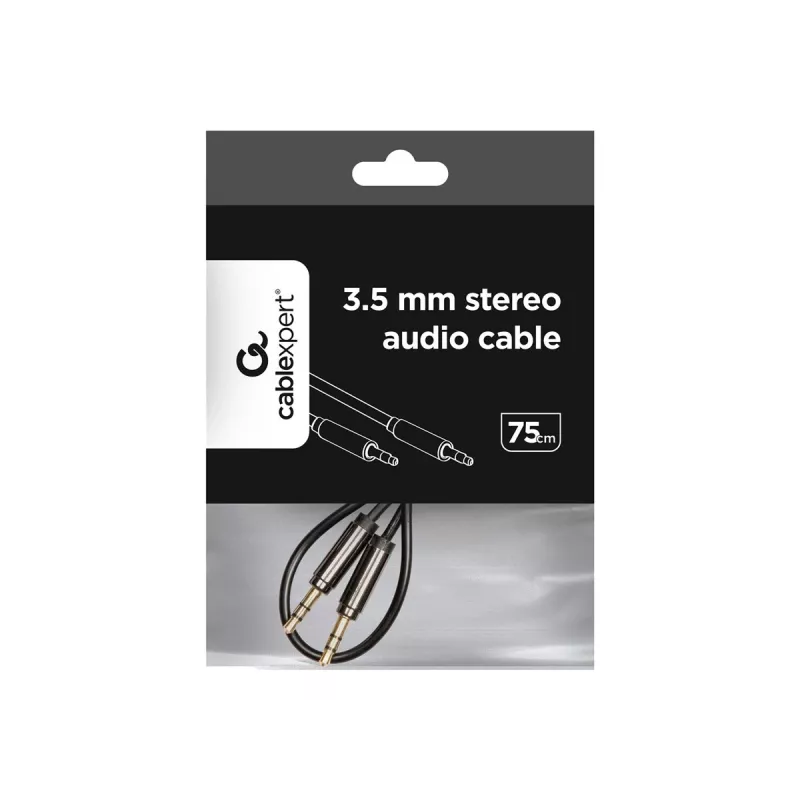 Gembird kabelis CCAP-444-0.75M (Mini Jack M - Mini Jack M, 0,75m, melna krāsa) Audio kabelis 3,5mm melns (CCAP-444-0.75M)