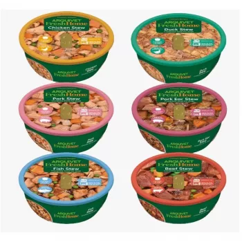Mitrās suņu barības komplekts ARQUIVET Fresh Home Goulash mix 6×280 g, pieaugušiem suņiem, pilnvērtīga barība, bez lipekļa un sojas