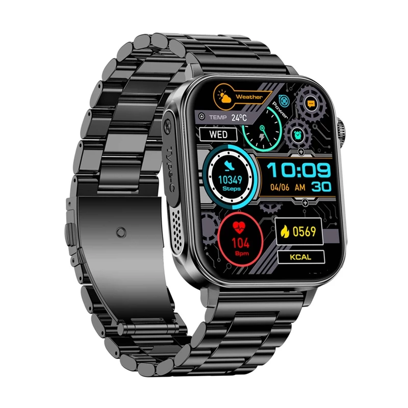 Viedpulkstenis Colmi P80 Steel Black ar Bluetooth un sirdsdarbības monitoru