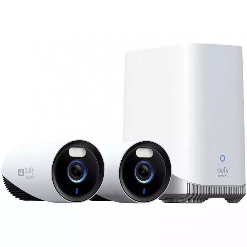 Anker Eufy eufyCam E330 (Professional) - 2 kameru komplekts - tīkla novērošanas kamera - āra zona - laikapstākļiem izturīga - krāsu (diena/nakts) - 8 MP - 3840 x 2160 - 4K - audio - Wi-Fi - 2
