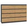 Kumode top e shop M8 140 ANT/ART — 8 atvilktnēm, Antracīta/Ozola, 1380×400×970 mm, Skaidu plātne