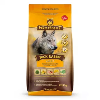 Sausā suņu barība Wolfsblut Jack Rabbit 12,5 kg — bezgraudu, truša garšas, 28% olbaltumvielu, 19% tauku