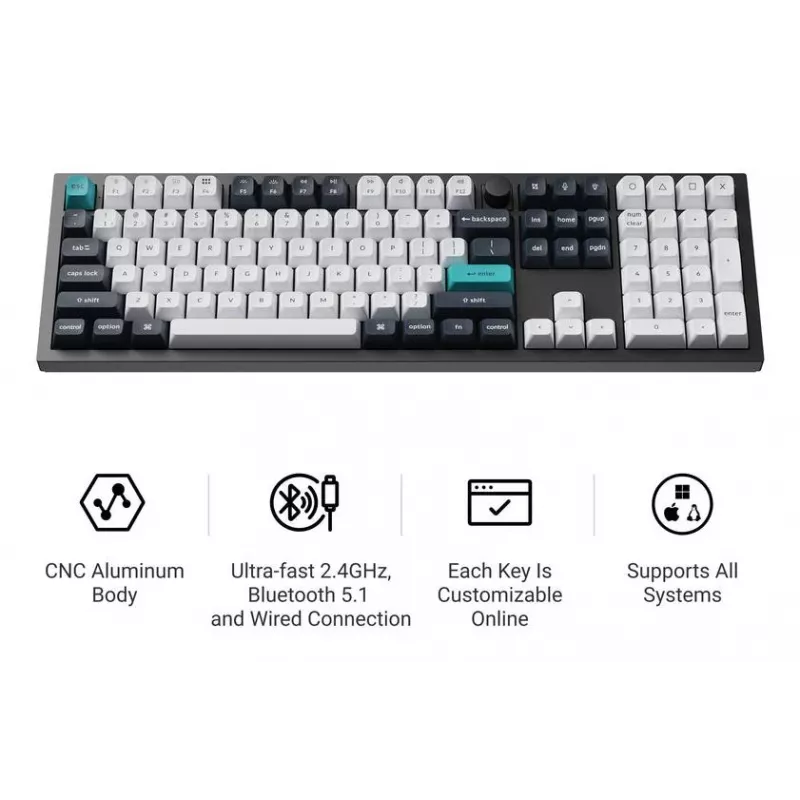 Mehāniskā tastatūra Keychron Q6 Max QMK VIA ar Gateron Jupiter slēdžiem, pilna izmēra izkārtojums