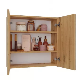 Virs skapīša vannas istabai POLA 2DL ARTISAN — pie sienas stiprināms ozols, 600×220×600 mm, 3 plaukti