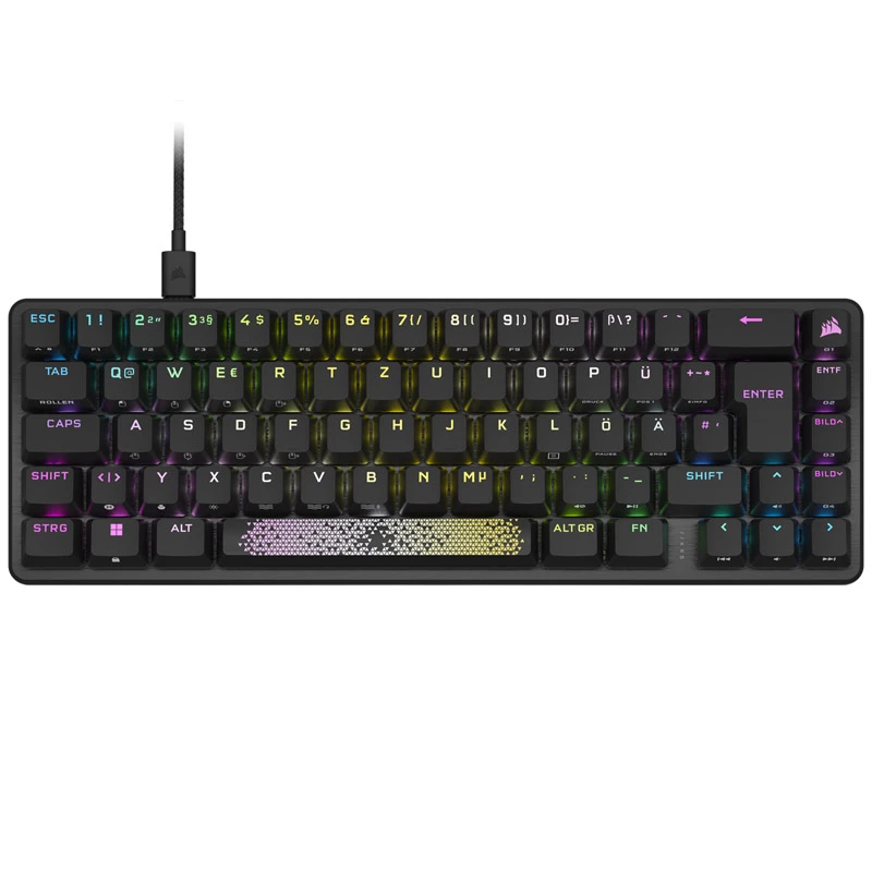 Corsair K65 PRO MINI klaviatūra, spēļu, USB, QWERTZ, vācu, melna